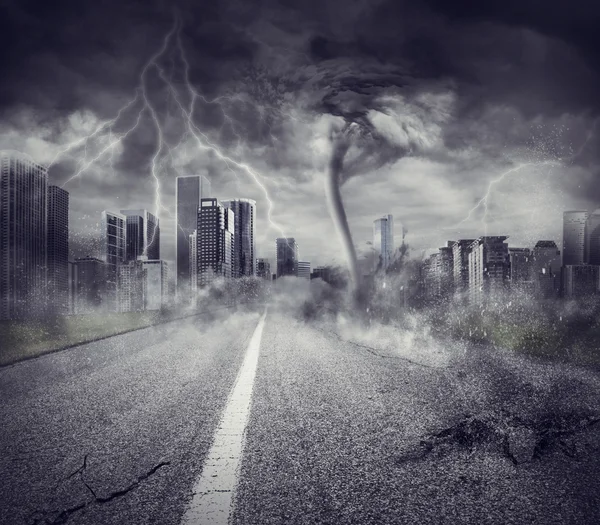 Recession concept with storm in a city — Stock Photo, Image