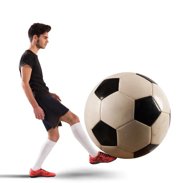 Teenage soccer player with ball — Stock Photo, Image