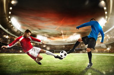 Bir stadyumda Futbol oyuncular oyun