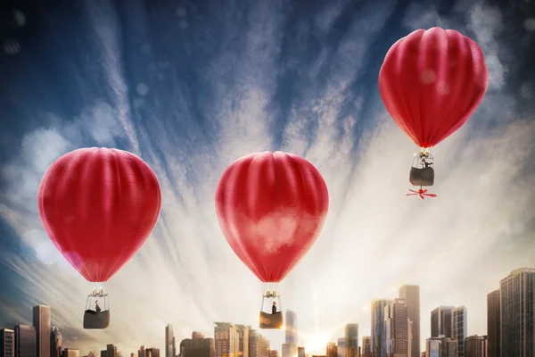 Hete lucht ballonnen vliegen — Stockfoto