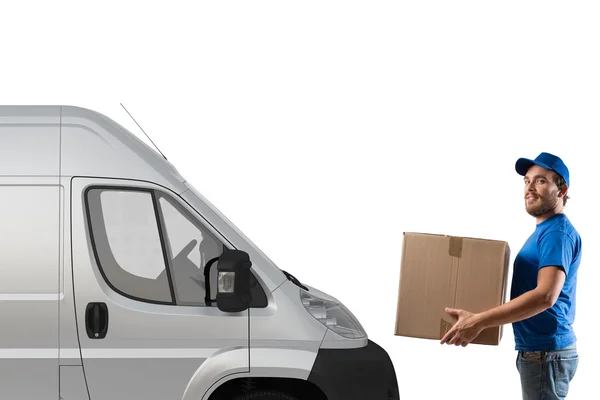 Delivery man with box — Stock Photo, Image