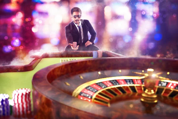 3D Rendering gambler playing roulette — Stock Photo, Image