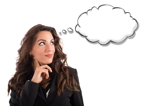 Woman with cloud of thought — Stock Photo, Image