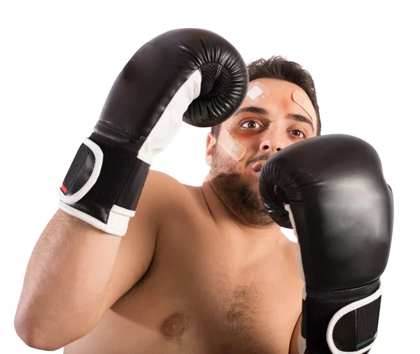 Boxer med plåster och blåmärken — Stockfoto