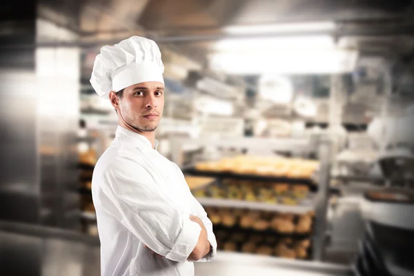 Chef con cappello e grembiule — Foto Stock