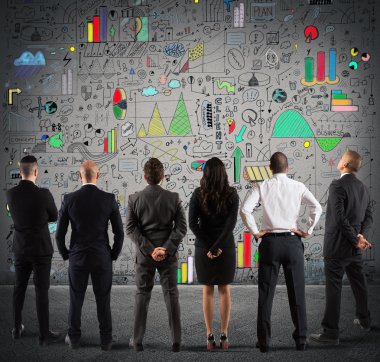 İş takım proje duvarda çizim