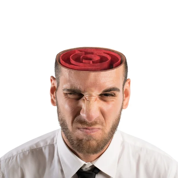 Businessman with the brain as a labyrinth — Stock Photo, Image