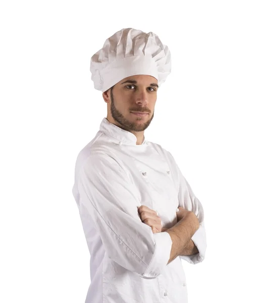 Cuisinier professionnel avec chapeau de chef — Photo