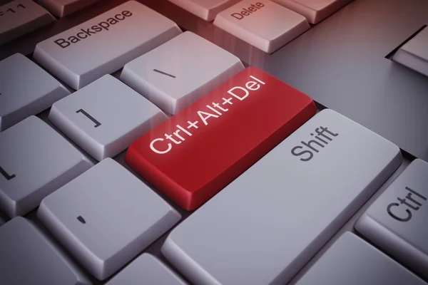 Clavier d'ordinateur avec une touche rouge de redémarrage — Photo