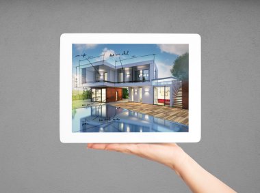  bir tablet ekranında yeni ev projesi