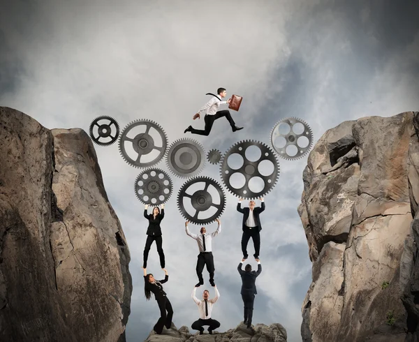 Concept of teamwork with gear system — Stock Photo, Image