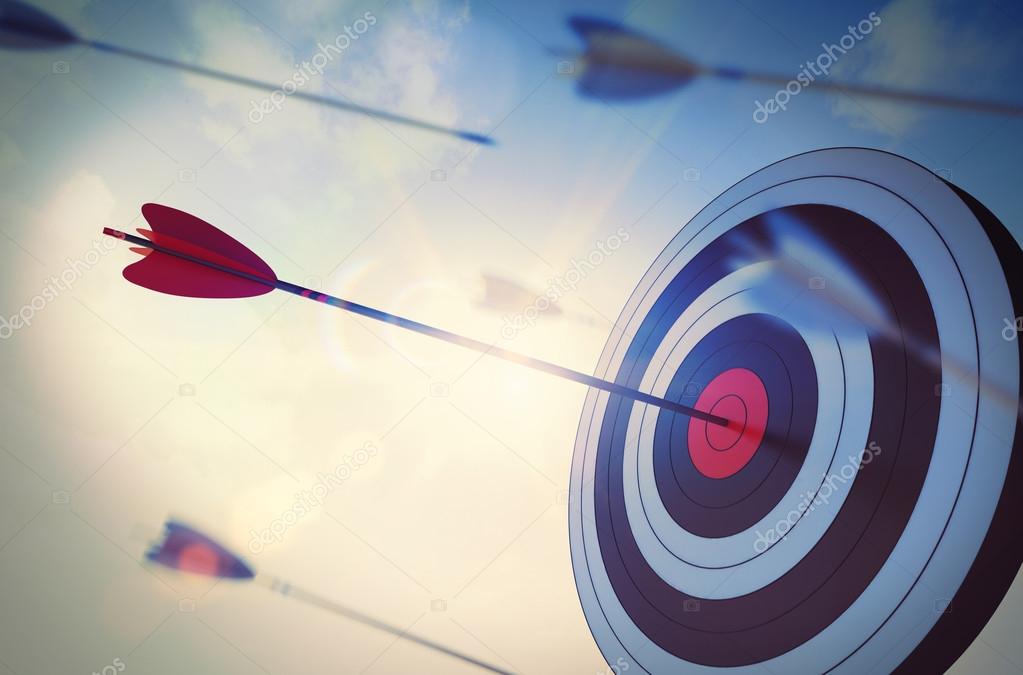 Arrow hitting the center of the target — Stock Photo © alphaspirit