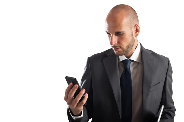 Businessman looking on  the screen — Stock Photo, Image