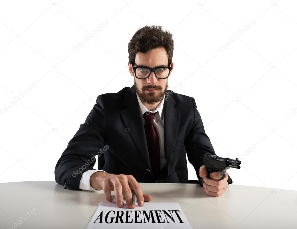 Boss forces  to sign an agreement 