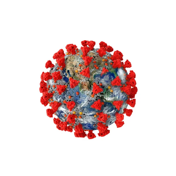 Covid-19 koronavirüs şeklinde bir dünya. Salgın ve bulaşıcı hastalık kavramı. — Stok fotoğraf