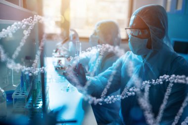 Tıp bilimi laboratuvarı. Virüs ve bakteri araştırması kavramı