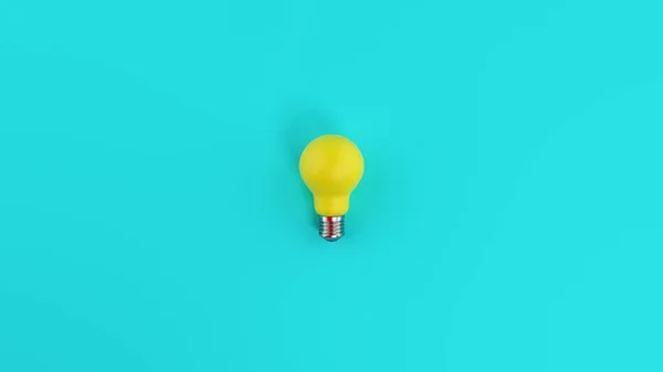 Yellow lightbulb on cyan background. Concept of creativity and idea — Stock Photo, Image