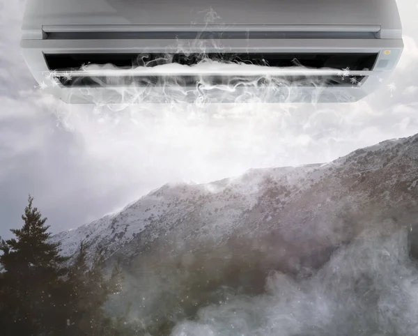 The air conditioner puts very fresh air and it seems to stay in the mountains — Stock Photo, Image