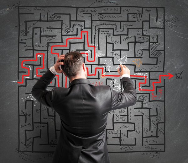 Проблема и замешательство бизнесмена
