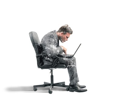 laptop ile dondurulmuş işadamı