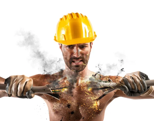 Choque de homem durante o trabalho — Fotografia de Stock