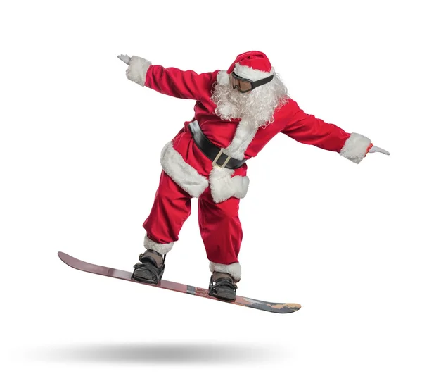 Weihnachtsmann mit Snowboard — Stockfoto