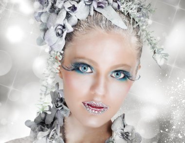 Woman with sparkling makeup clipart