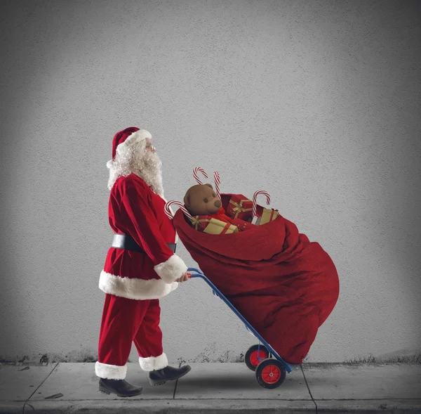 圣诞老人与圣诞礼物 — 图库照片