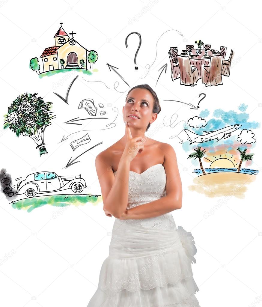 Woman thinks how organize wedding