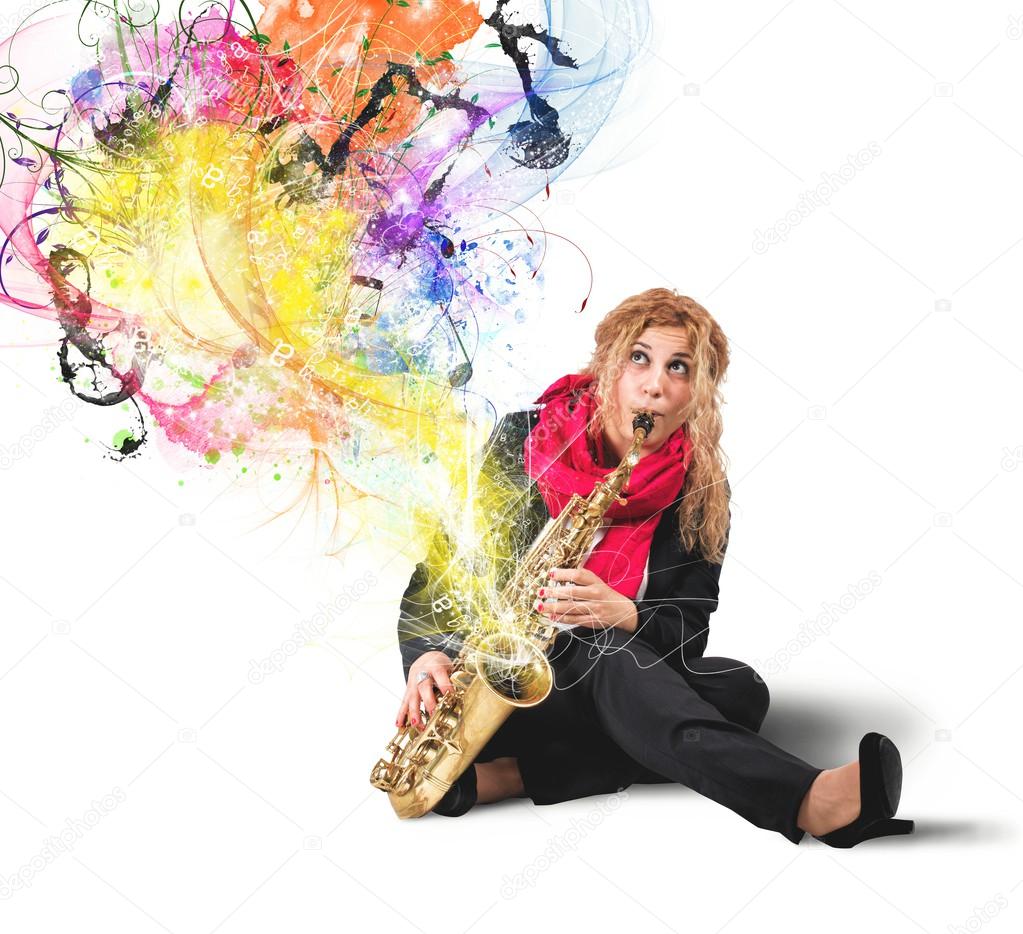 Girl saxophonist