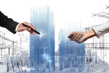 İş adamları bir proje çizer