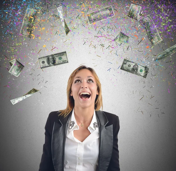 Businesswoman earned lot of money — Stock Photo, Image