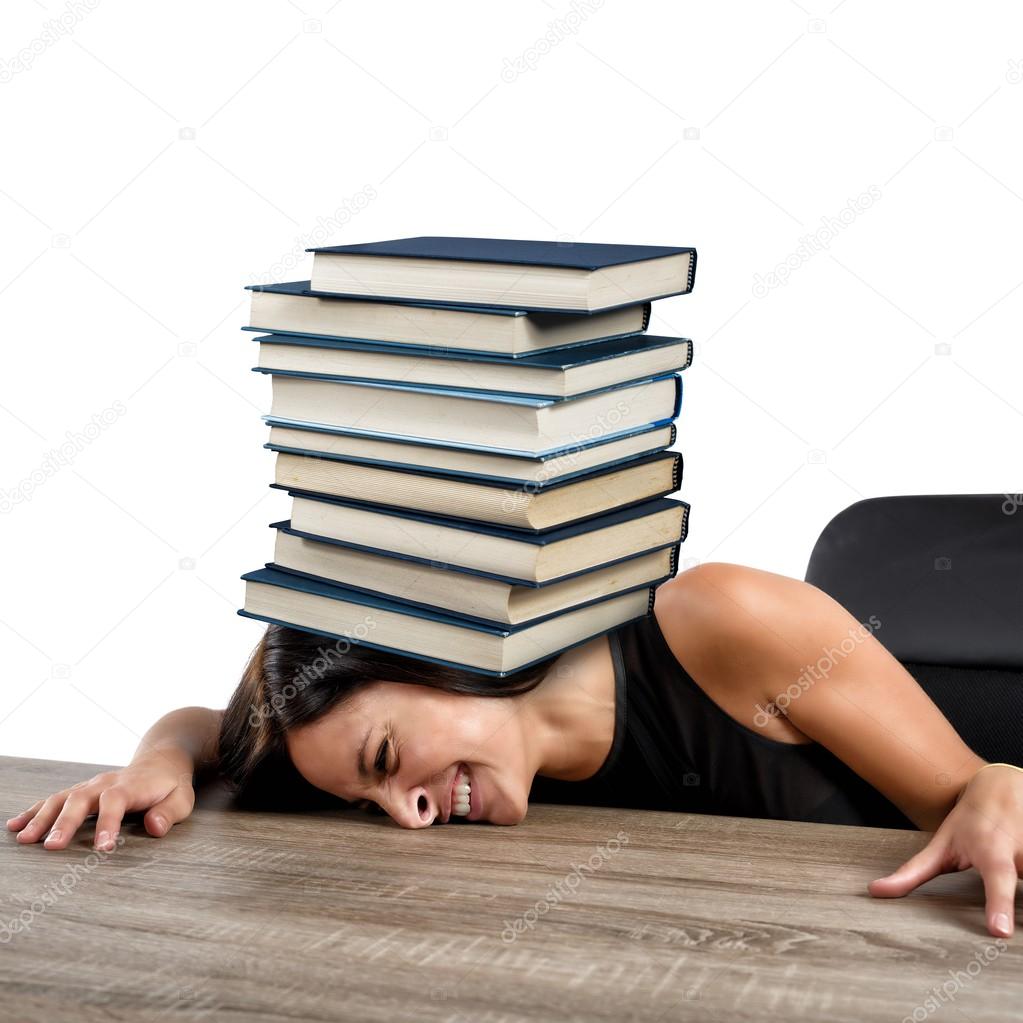 Women crushed by books