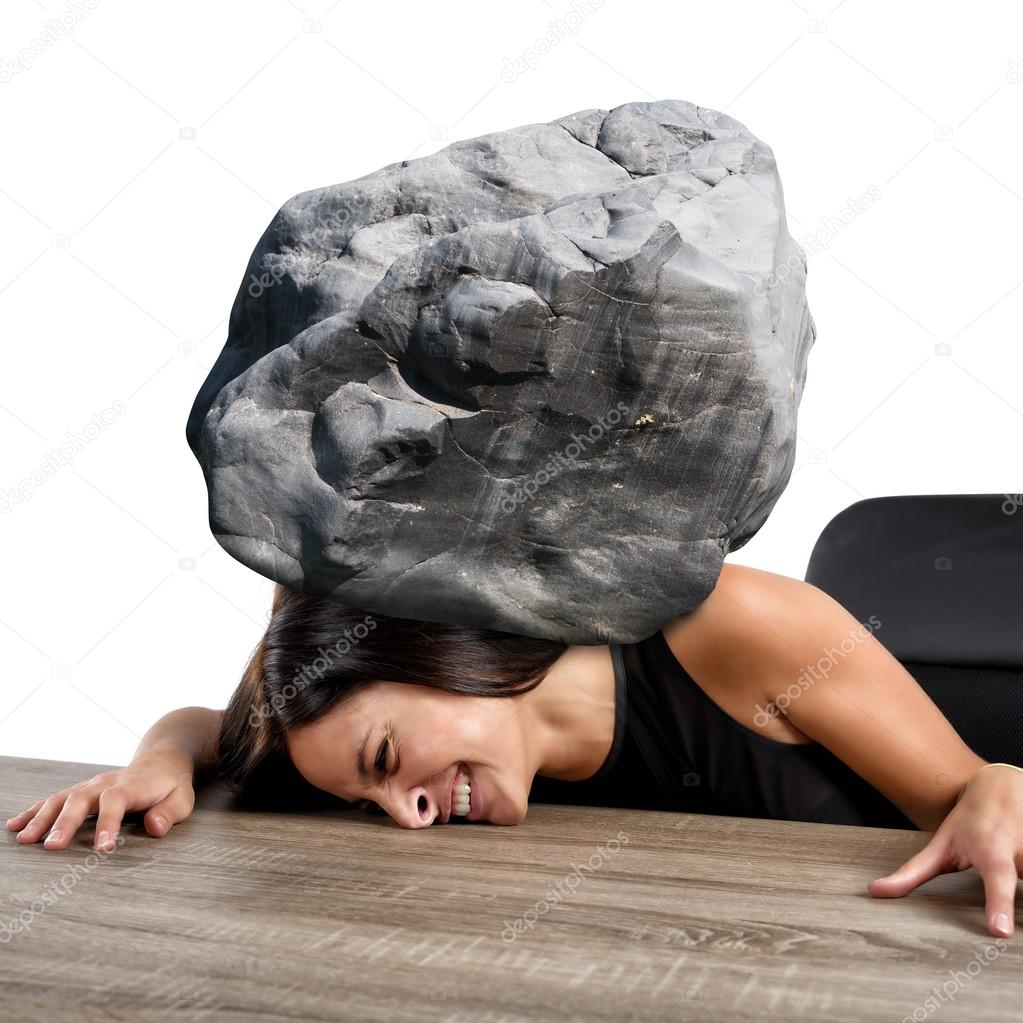 Woman crushed by the weight of stone — Stock Photo © alphaspirit 60892255