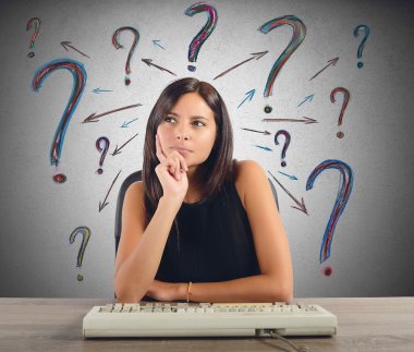 Businesswoman does the questions clipart