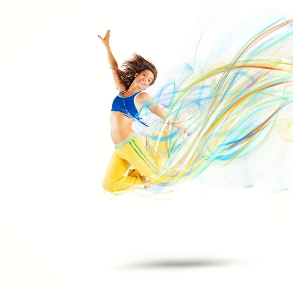 Woman dancer jumps — Stock Photo, Image