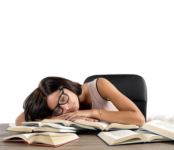 Mujer cansada de estudiar — Foto de Stock