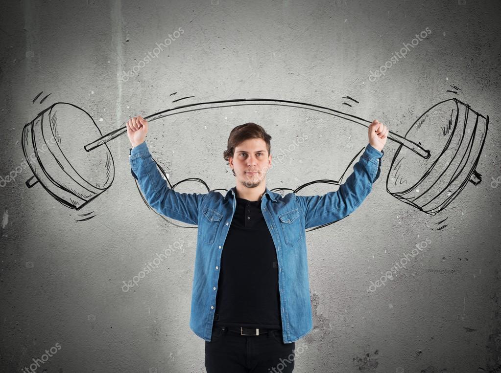 Guy levanta pesas con mancuerna fotografía de stock © alphaspirit