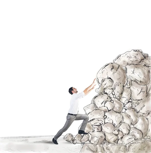 Affärsman som kämpar för att klättra framgång — Stockfoto