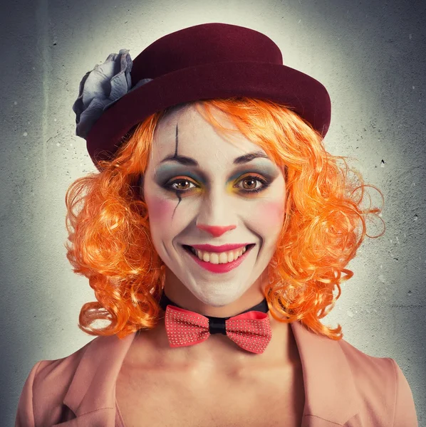Bella donna vintage clown — Foto Stock
