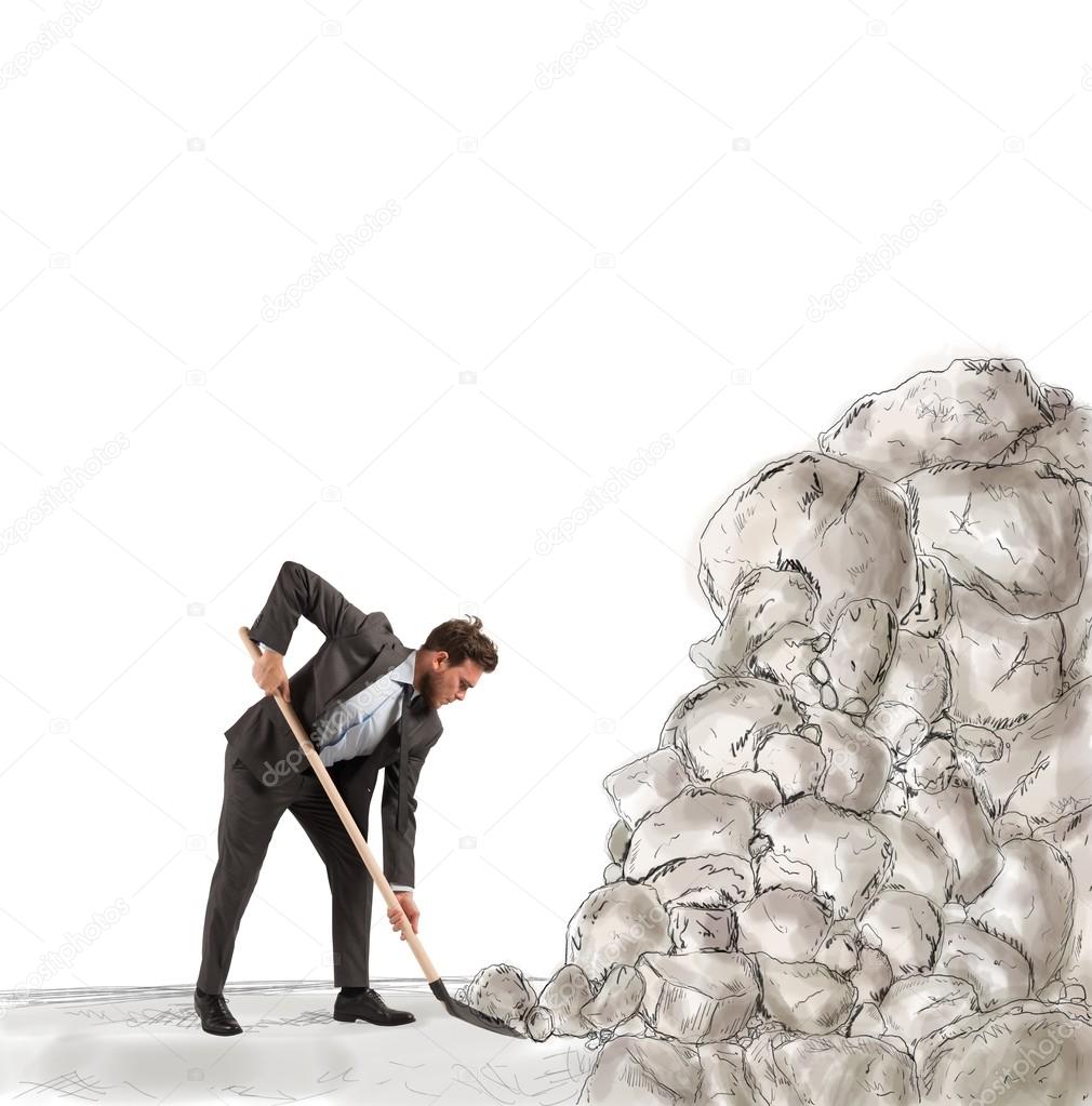 Businessman remove an obstacle