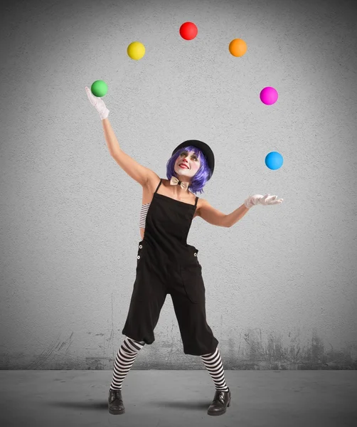 Clown like a juggler — Stock Photo, Image