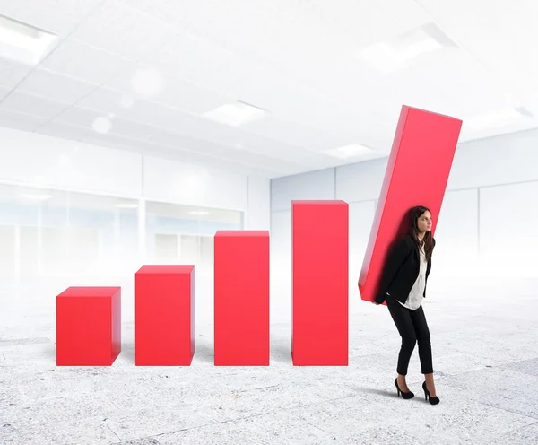 Geschäftsfrau steigert den Unternehmensgewinn — Stockfoto