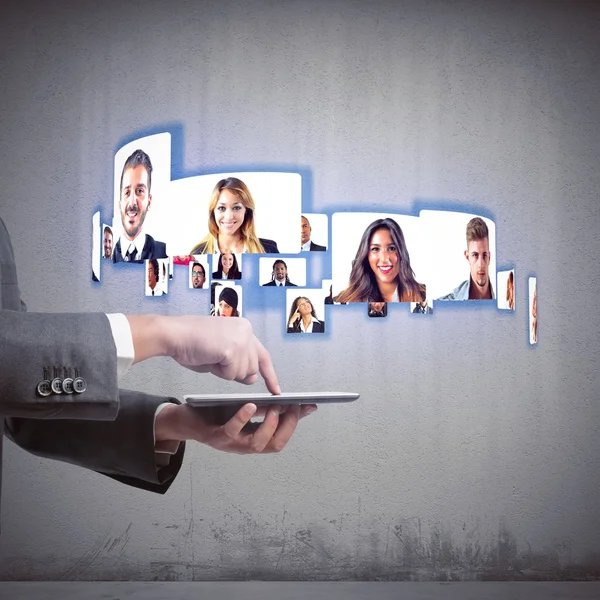 Business team talks in videoconference — Stock Photo, Image