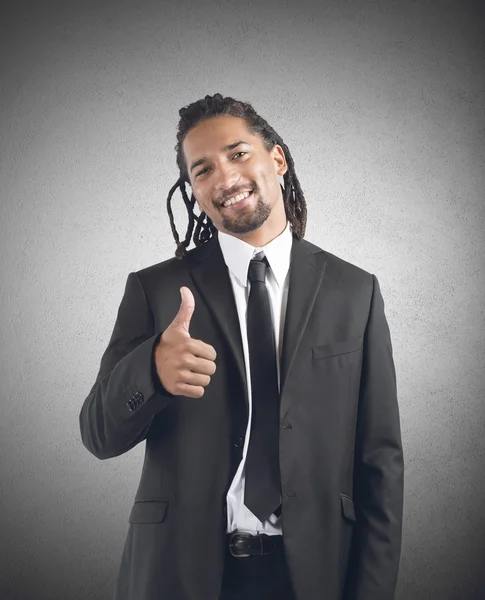 Businessman showing thumb up — Stock Photo, Image