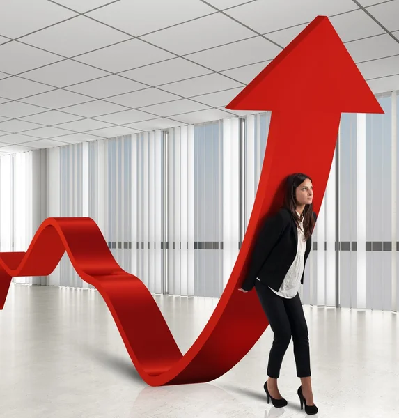 Businesswoman raise statistics — Stock Photo, Image