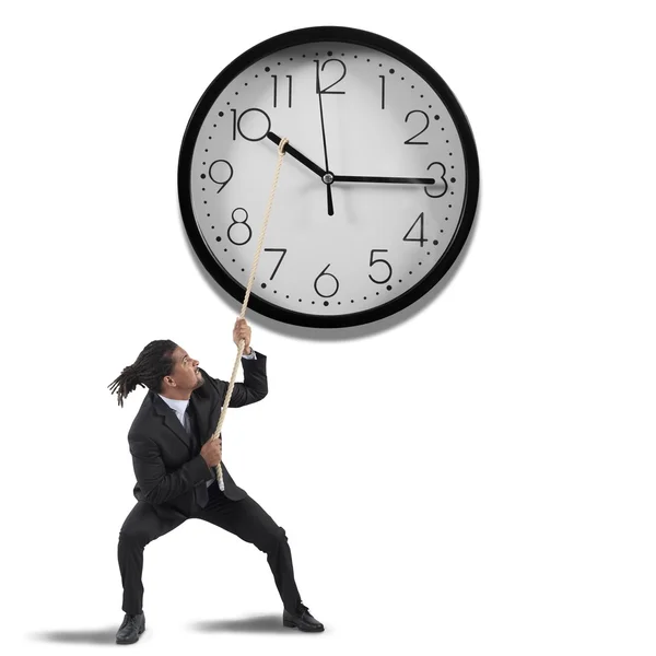 Businessman change the time — Stock Photo, Image