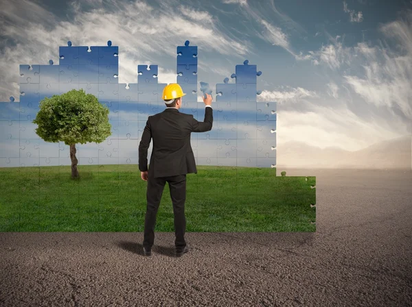 Architect builds a new world — Stock Photo, Image