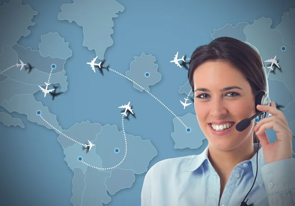 Female worker in a call center — Stock Photo, Image