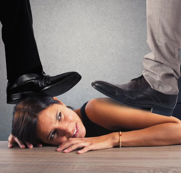 Businesswoman exploited by boss — Stock Photo, Image